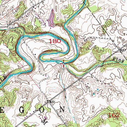 Topographic Map of Flag Run, IN