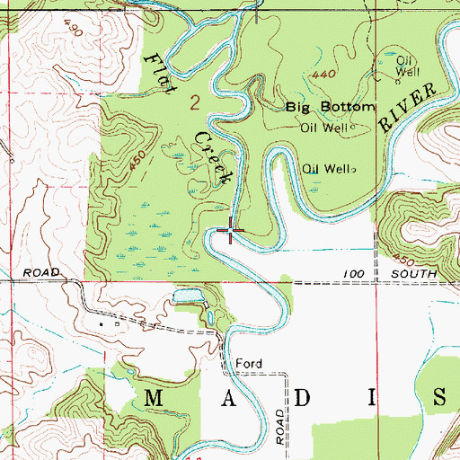 Topographic Map of Flat Creek, IN