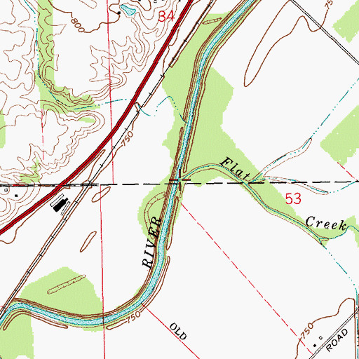 Topographic Map of Flat Creek, IN