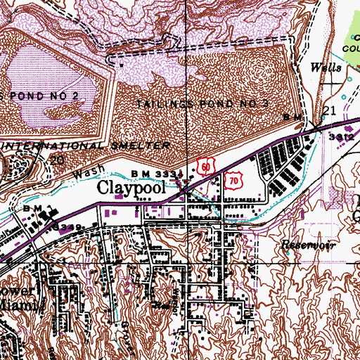 Topographic Map of Arizona Highway Department - Claypool, AZ
