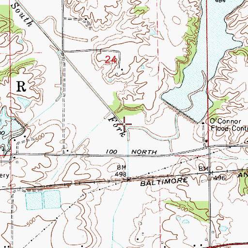Topographic Map of Flat Creek, IN