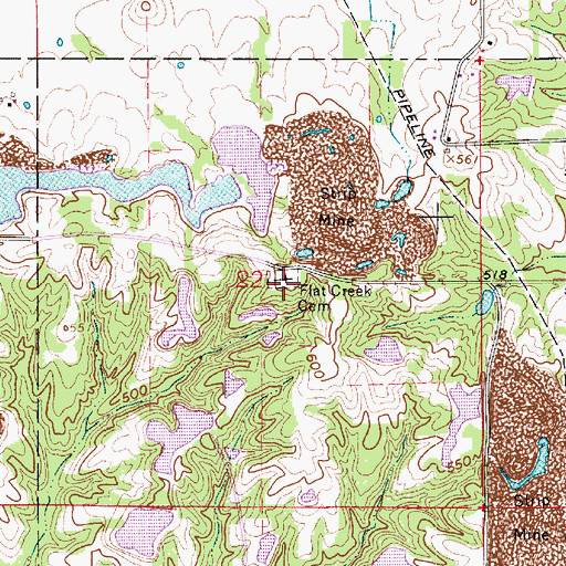 Topographic Map of Flat Creek Cemetery, IN