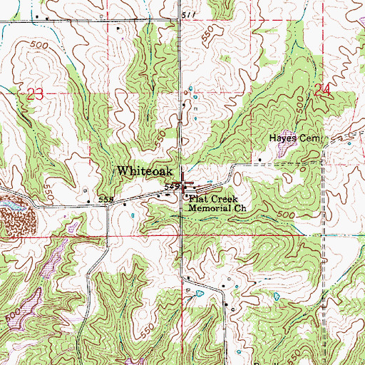 Topographic Map of Flat Creek Memorial Church, IN