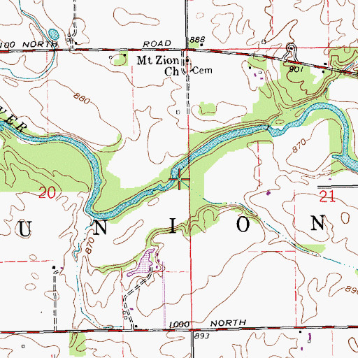 Topographic Map of Flat Run, IN