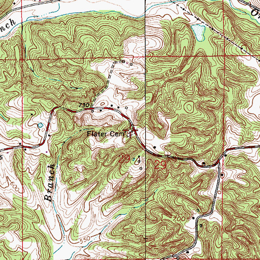 Topographic Map of Flater Cemetery, IN