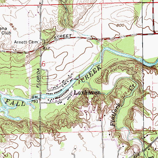 Topographic Map of Flatfork Creek, IN