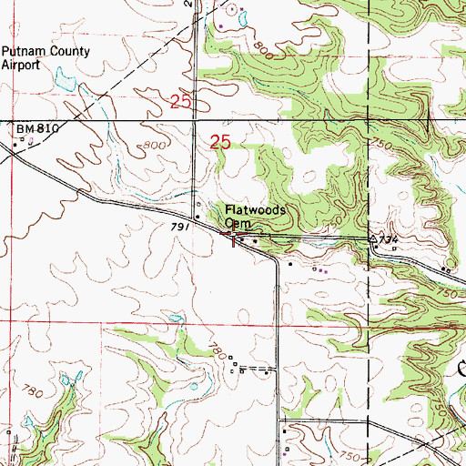 Topographic Map of Flatwoods Cemetery, IN
