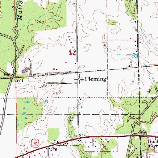 Topographic Map of Fleming, IN