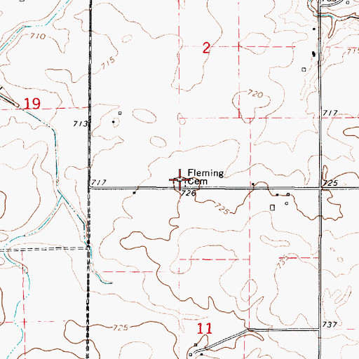 Topographic Map of Fleming Cemetery, IN