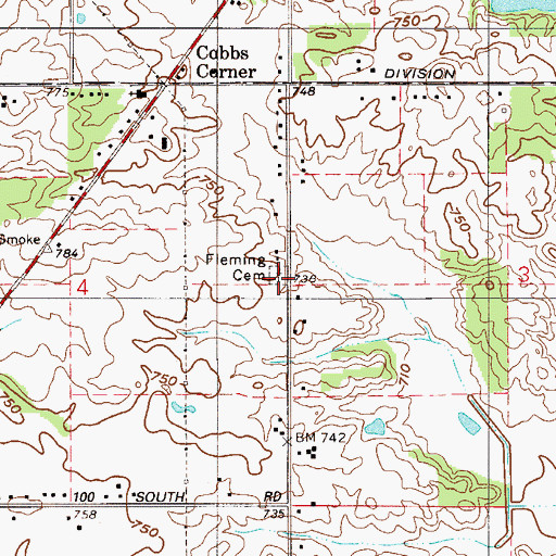 Topographic Map of Fleming Cemetery, IN