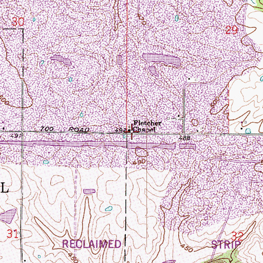 Topographic Map of Fletcher Chapel, IN