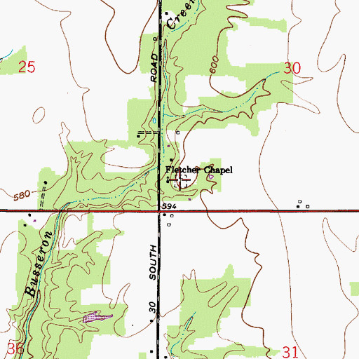 Topographic Map of Fletcher Chapel, IN
