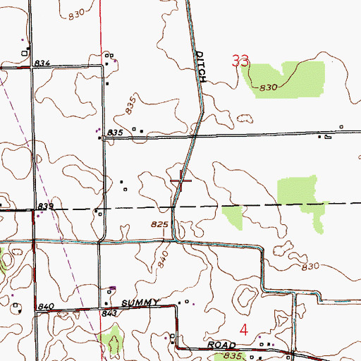 Topographic Map of Fleugel Ditch, IN