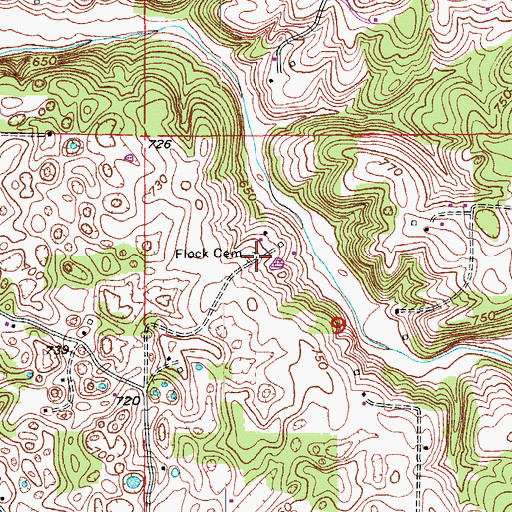 Topographic Map of Flock Family Cemetery, IN
