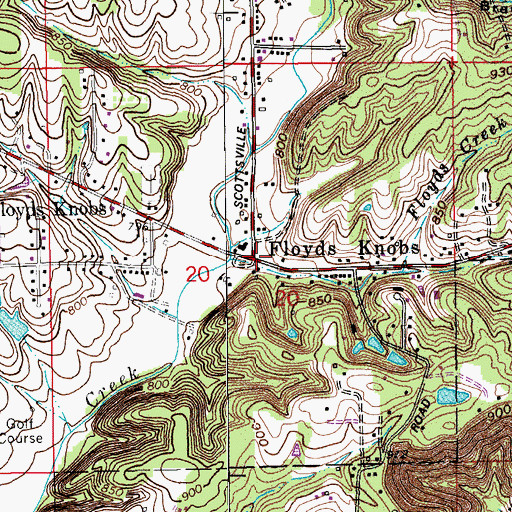 Topographic Map of Floyds Knobs, IN