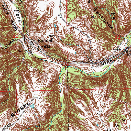 Topographic Map of Flys Run, IN