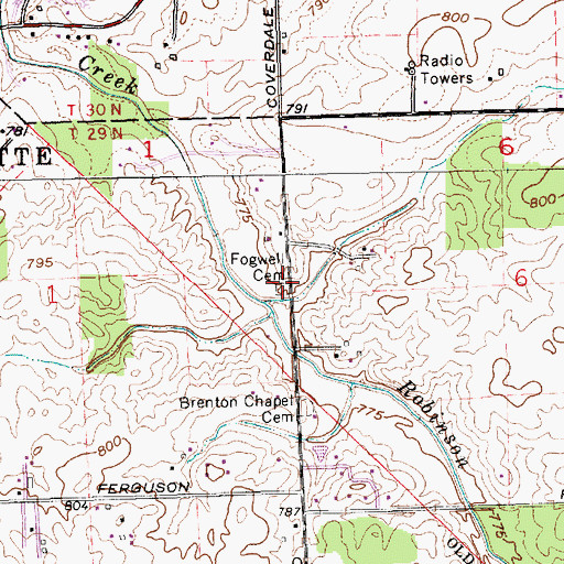 Topographic Map of Fogwell Cemetery, IN