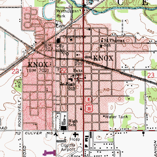 Topographic Map of Foltz School, IN