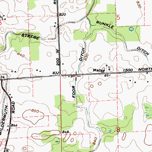 Topographic Map of Foor Ditch, IN