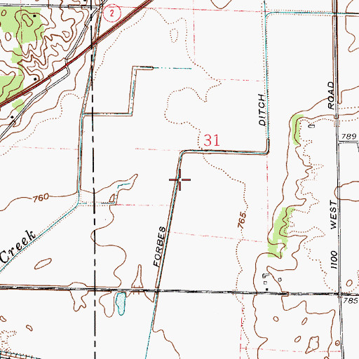 Topographic Map of Forbes Ditch, IN