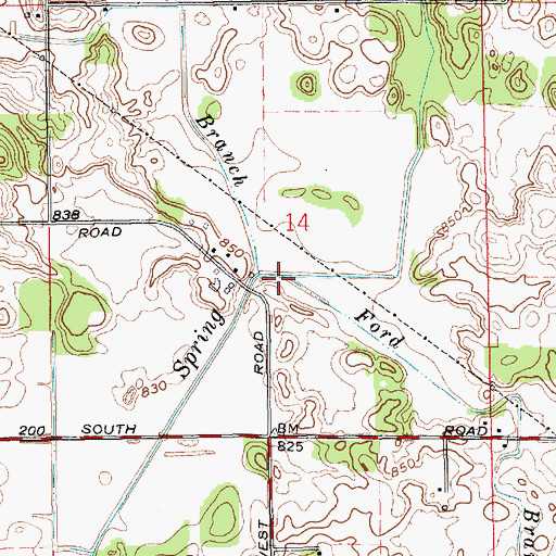 Topographic Map of Ford Branch, IN