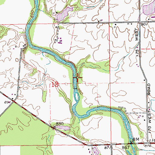 Topographic Map of Ford Run, IN