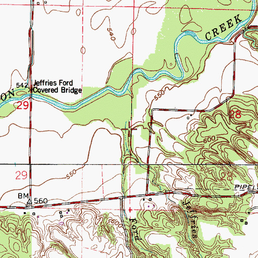 Topographic Map of Ford Run, IN