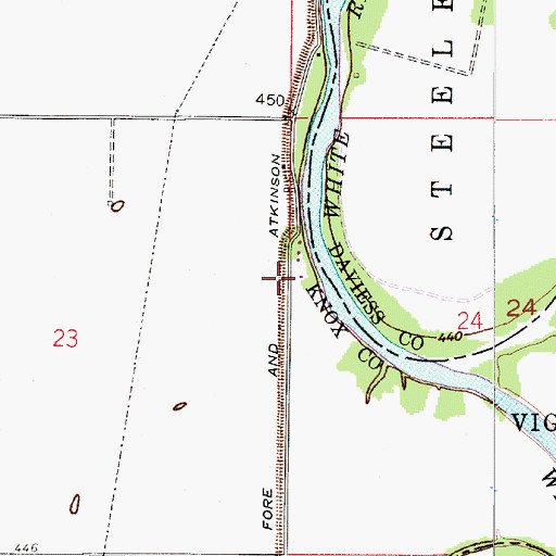 Topographic Map of Fore and Atkinson Levee, IN