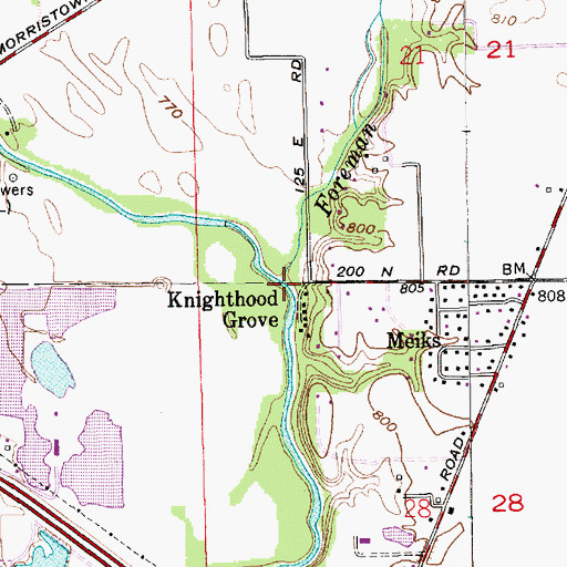 Topographic Map of Foreman Branch, IN