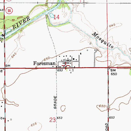 Topographic Map of Foresman, IN