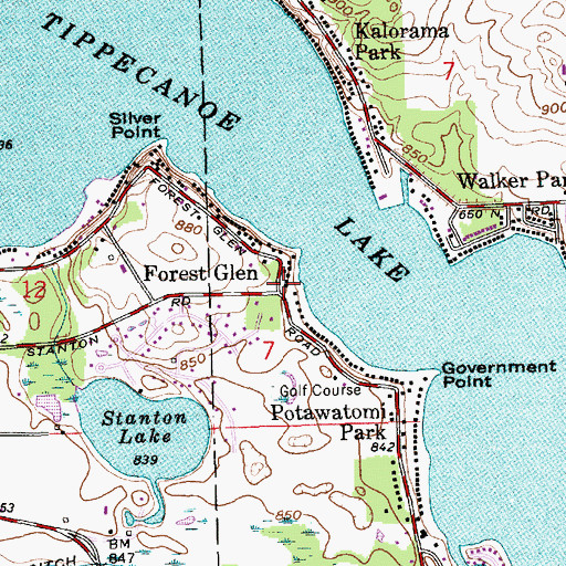Topographic Map of Forest Glen, IN