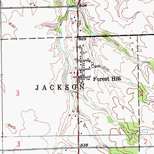 Topographic Map of Forest Hill, IN