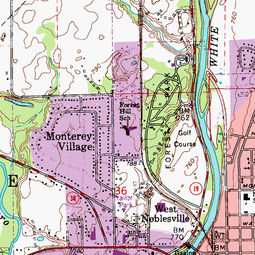 Topographic Map of Forest Hill Elementary School, IN