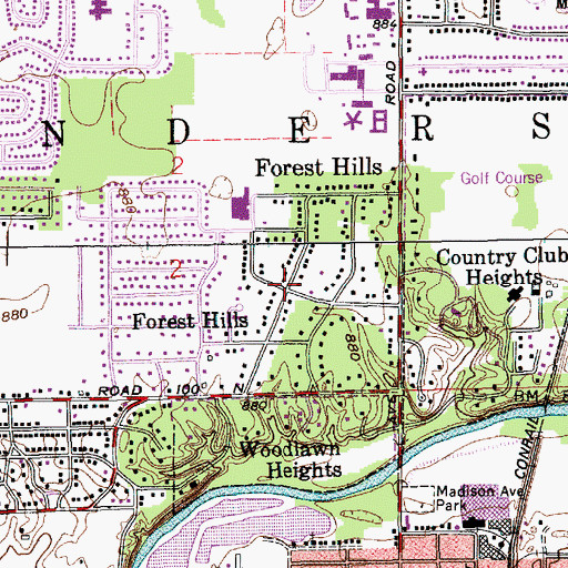 Topographic Map of Forest Hills, IN