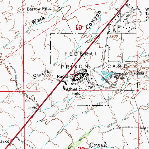 Topographic Map of Federal Correctional Institution Safford, AZ