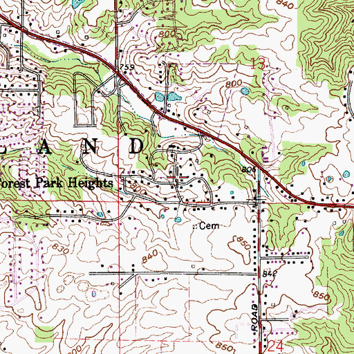 Topographic Map of Forest Park Heights, IN