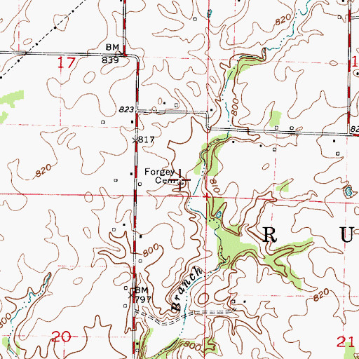 Topographic Map of Forgey Cemetery, IN