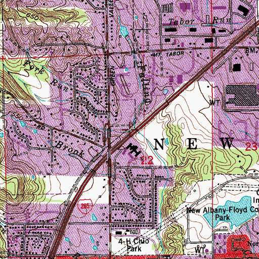 Topographic Map of Fork Run, IN