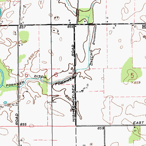 Topographic Map of Forkner Ditch, IN
