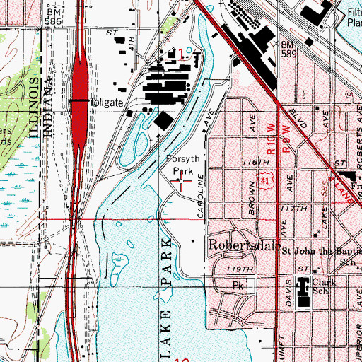 Topographic Map of Forsyth Park, IN