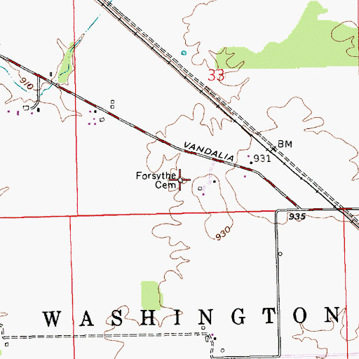 Topographic Map of Forsythe Cemetery, IN