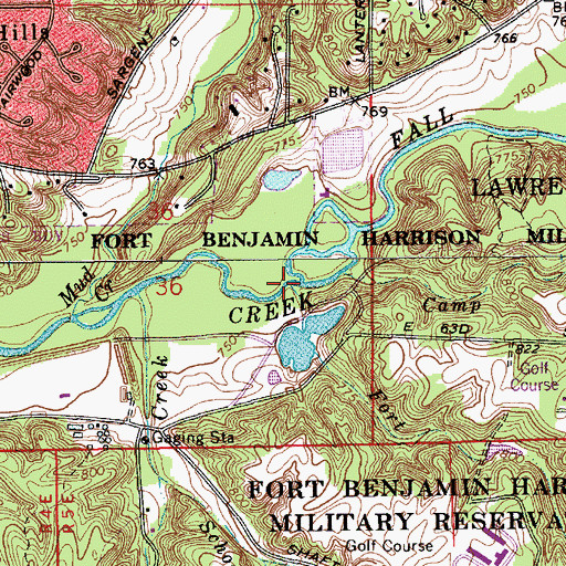 Topographic Map of Fort Branch, IN