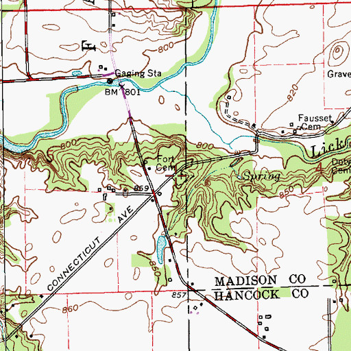 Topographic Map of Fort Cemetery, IN