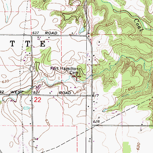 Topographic Map of Fort Hamilton Cemetery, IN