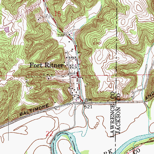 Topographic Map of Fort Ritner, IN