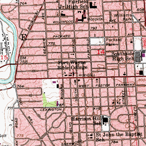 Topographic Map of Fort Wayne Bible College, IN