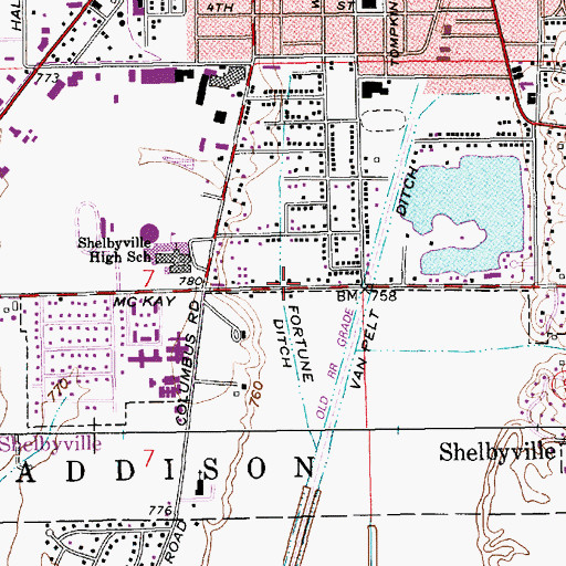 Topographic Map of Fortune Ditch, IN