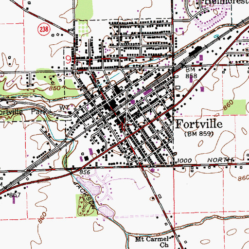 Topographic Map of Fortville, IN