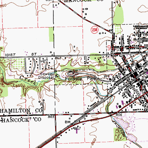 Topographic Map of Fortville Park, IN
