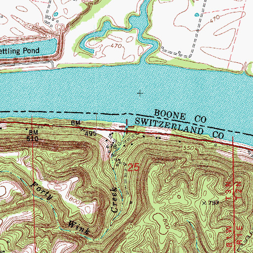 Topographic Map of Forty Wink Creek, IN